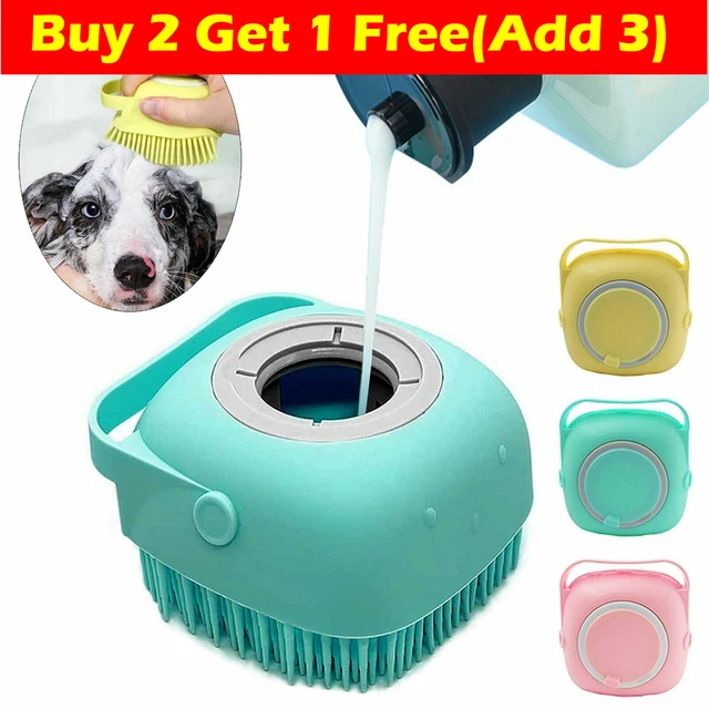 Pet Dog Cat Massage Bath Brush Scrubber Shampoo Silicone Dispenser Shower Wash