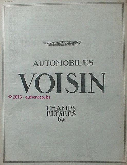 Publicité Presse Originale 1924 – Automobiles Voisin 8 CV Et 18 CV