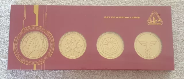 DUST! Star Trek Set of 24k Gold Plated Divisional Medallions And Stands