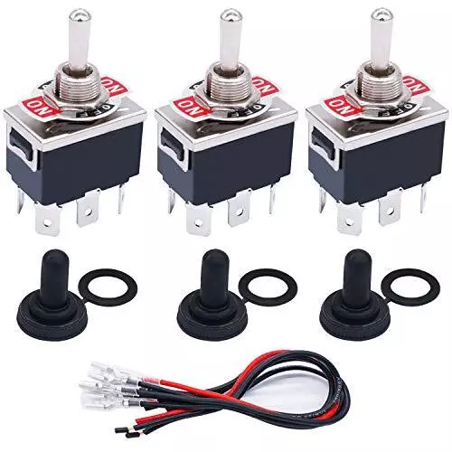 TWTADE 3 Pcs Momentary Heavy Duty Rocker Toggle Switch 6 Pin 3 Position ON-OF