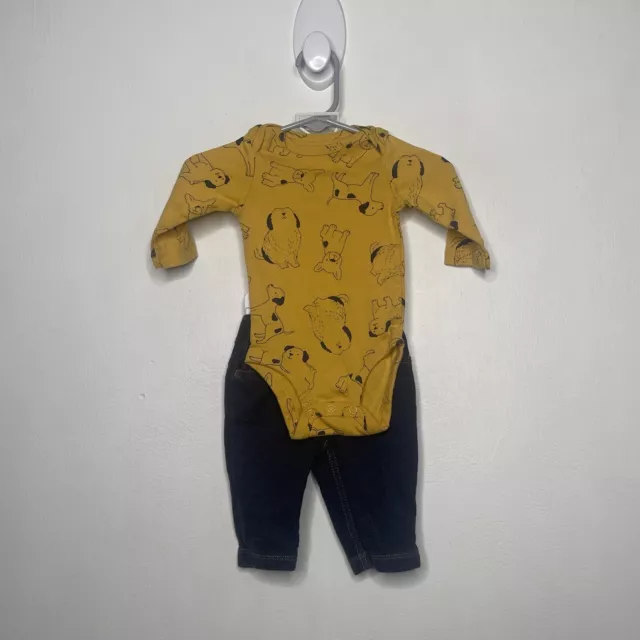 Carters 2 Pc Set Baby Boys Size 3 Months Dogs One Piece Bodysuit & Pants