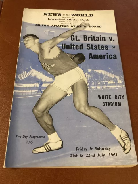 1961 Athletics Programme GRAN BRETAGNA V USA WILMA RUDOLPH