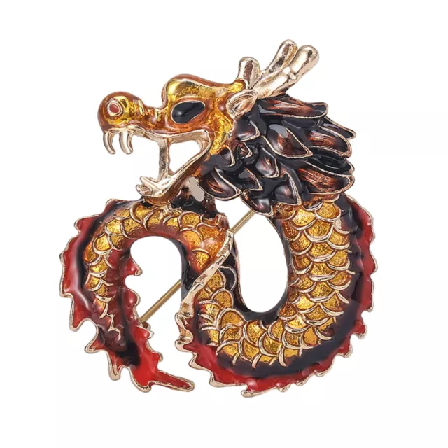 Durable Elegant Brooch Rust-proof Pin Vivid Dragon Zodiac for Men Suit Lapel