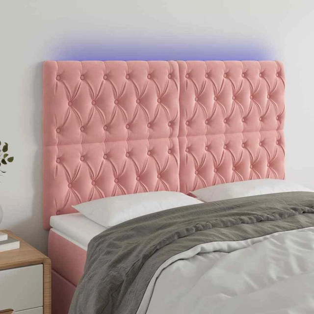 Vidaxl Testiera a LED Rosa 160x7x118/128 cm in Velluto