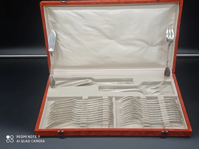 Couverts De Service à Poisson En Métal Argenté SFAM – Style Louis XV Rocaille Marly, Cuillère De Service