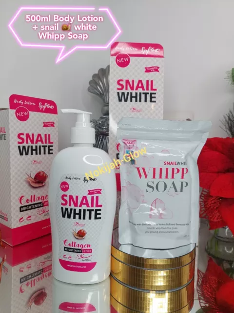 Snail White Collagen x10 Whitening & Brightening Body Lotion SPF60 +  Whipp Soap