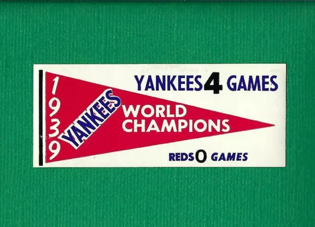 1961 Fleer World Series Pennant Decal - 1939 Yankees - NRMINT - ScoCards 1961 Fleer World Series Pennant Decal - 1939 Yankees - NRMINT - ScoCards