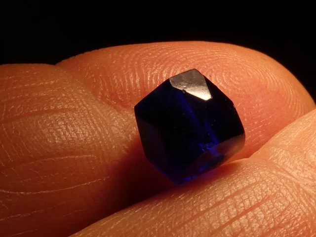 Antique Rare Faceted Russian Deep Blue Semitranslucent World Trade Bead 7.9-6.5