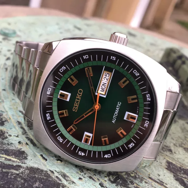 SEIKO RECRAFT SERIES Automatic Retro Style Green Dial Wrist Watch SNKM97  44mm EUR 284,50 - PicClick IT