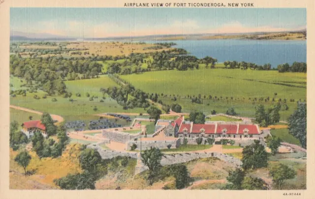 Airplane View of Fort Ticonderoga, New York c1934 Linen Postcard