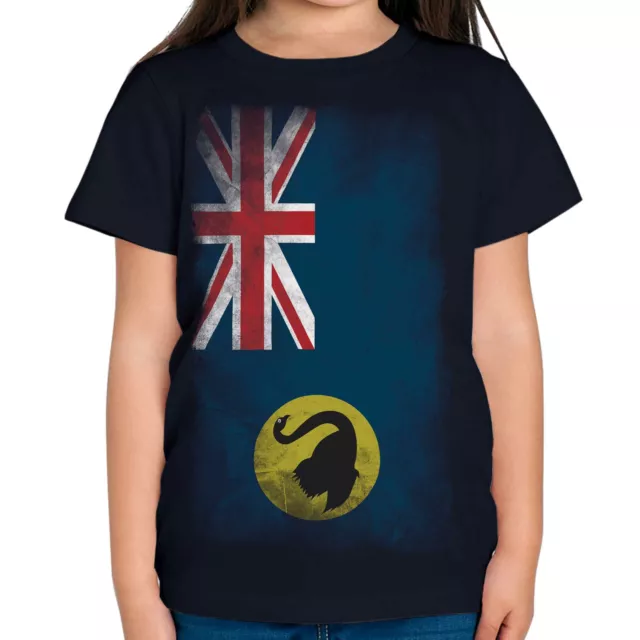 Western Australia Faded Flag Kids T-Shirt Tee Top Australian Shirt Jersey Gift