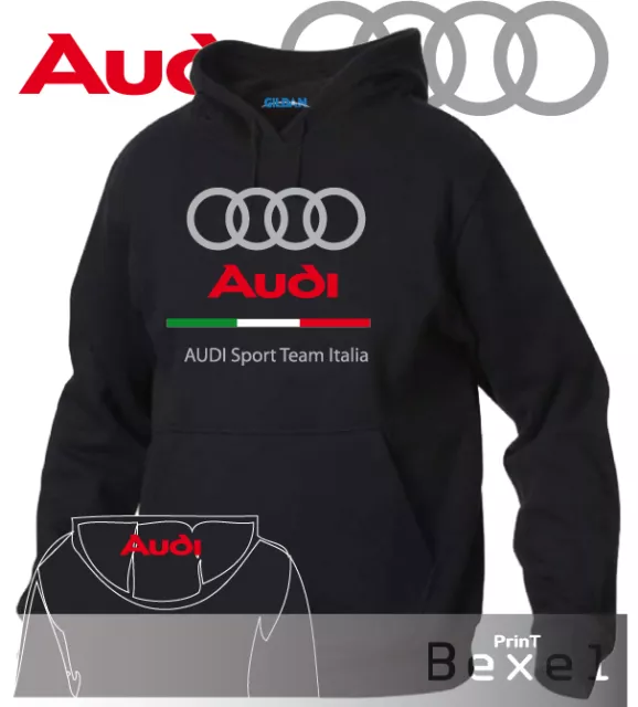 Felpa Hoodie Stampa Audi Racing Team Italia A3 A4 A5 A6 Rs Polo Tshirt Col. N