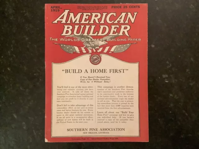 American Builder Magazine April 1919 Home Designs Loaded w/ Great Ads! Farm