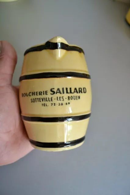 Ancien pichet cruche eau Publicitaire Boucherie SAILLARD Sotteville Les Rouen