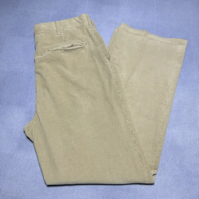 Vintage 60s 70s Sedgefield Corduroy Straight Leg USA Made Tan Pants Size 32x30