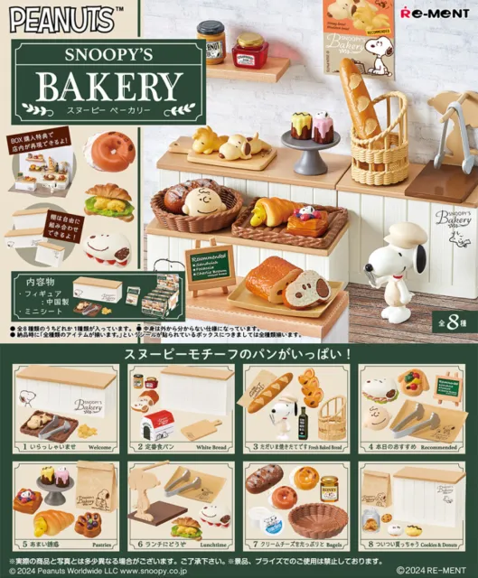 Re-Ment Miniature Peanuts SNOOPY'S BAKERY Complete Set BOX of 8 Type Packs JP