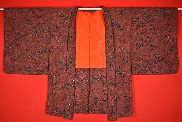 Vintage Japanese Kimono Silk Antique BORO HAORI Kusakizome Dyed/B715/355