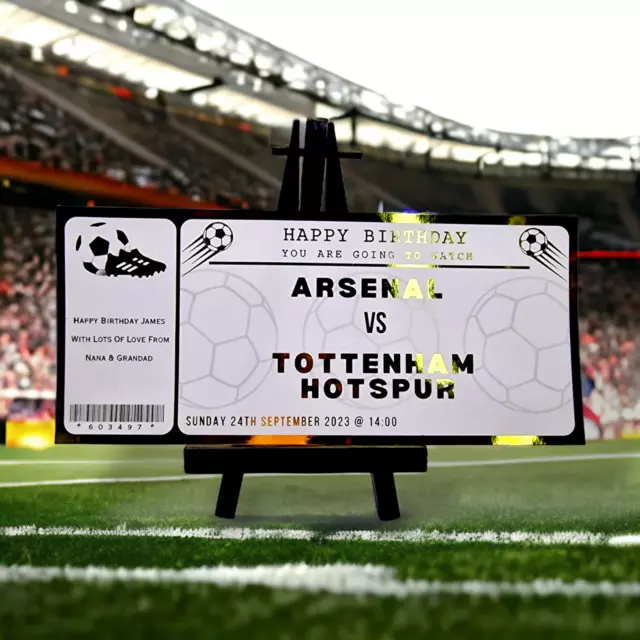 Football Ticket, Match Ticket, Football Gifts, Personalised Voucher, Christmas