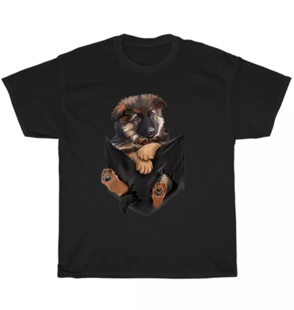 German Shepherd in Pocket Dog Pet Puppy Animal Lover T-Shirt Unisex Tee Gift NEW