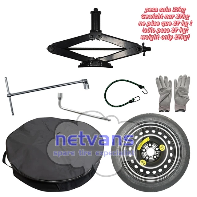 Kit Roue De Secours 17 Pouces Complet Pour FIAT 500X - Avec Cric, Clé Et Housse De Protection