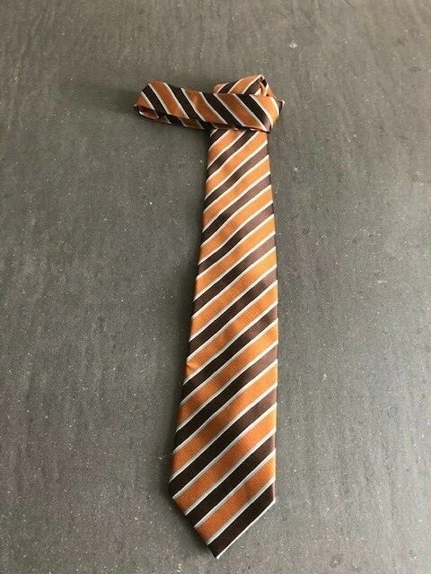Cravate Originale Malo En Laine Et Soie Grise - Occasion, Motif Regimental, Fabriquée En Italie