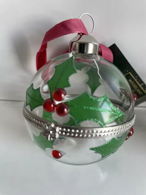 New Decorative Round 3D Festive Holly Design Christmas Hanging Treee Bauble Xmas