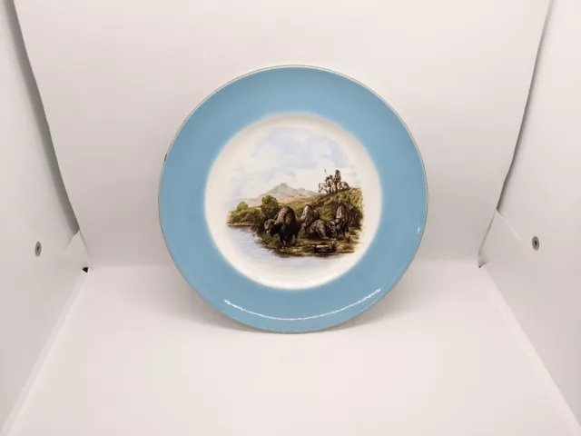 Unmarked American Buffalo Hunt Collector Plate - Native Americans River Scene
