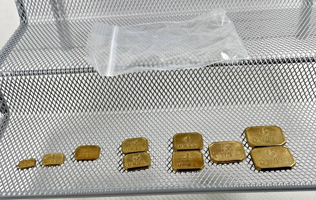 Collectors' Estate Vintage Brass 10x SCALE DWTS WEIGHTS
