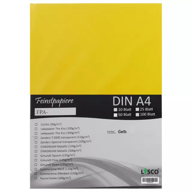 50 Blatt DIN A4 Gmund Transparentpapier 100g Farbe gelb transparent (FPA-120)