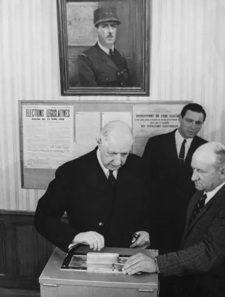 Charles De Gaulle Voting Colombey Les Deux Eglises June 23Rd 1968 Old Photo