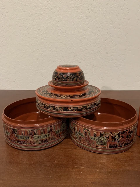 Gorgeous Antique Burmese (Myanmar) Tiffin Box 4-Tiers 9