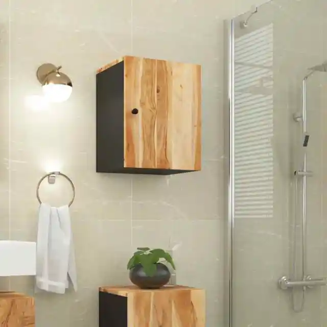 Vidaxl Mobile da Bagno a Parete 38x33x48cm in Legno Massello di Acacia