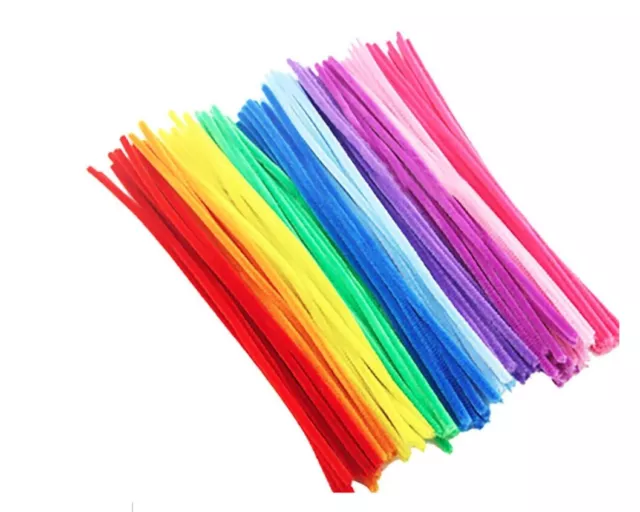 50x Pipe Cleaners Chenille Stems Pipe Cleaner Stick Plain Colours Craft Art
