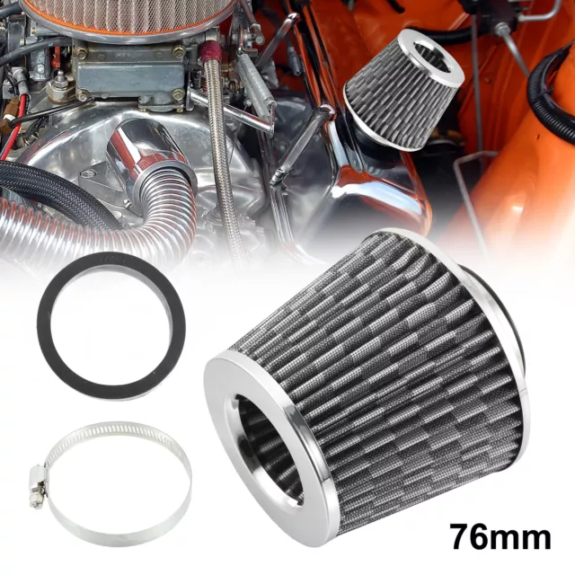 2.5" 65mm Reducer Ring Washable Clamp on Dry Air Filter Carbon Fiber Pattern