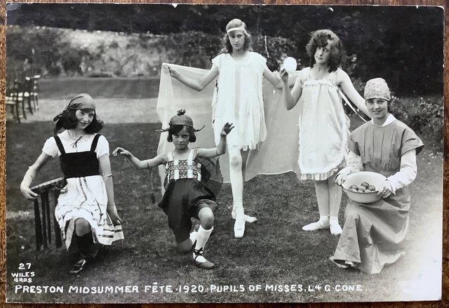 Rppc Dance Pupils In Costume 1920 Preston Midsummer Fete Brighton Sussex Wiles