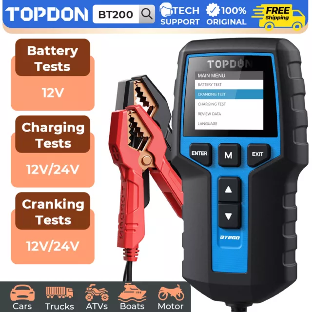 TOPDON BT200 12V Car Battery Load Tester Vehicle Charging Cranking System Tester