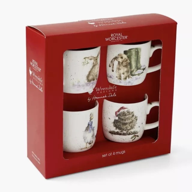 Portmeirion Royal Worcester Wrendale Designs Set Of 4 Mugs Animal Gift Set