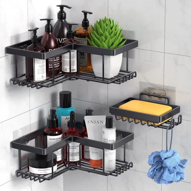 Caddy de ducha, organizador de baño estante de ducha adhesivo [paquete de 3], showe a prueba de óxido