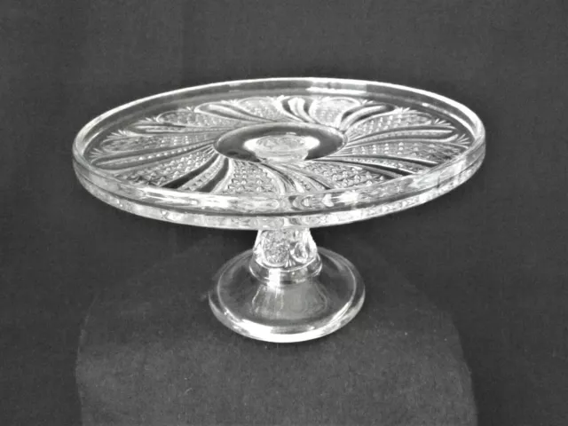 EAPG Cake Stand by McKee Glass - Feather Pattern - 8 1/4" diameter, 4 3/4" Tall