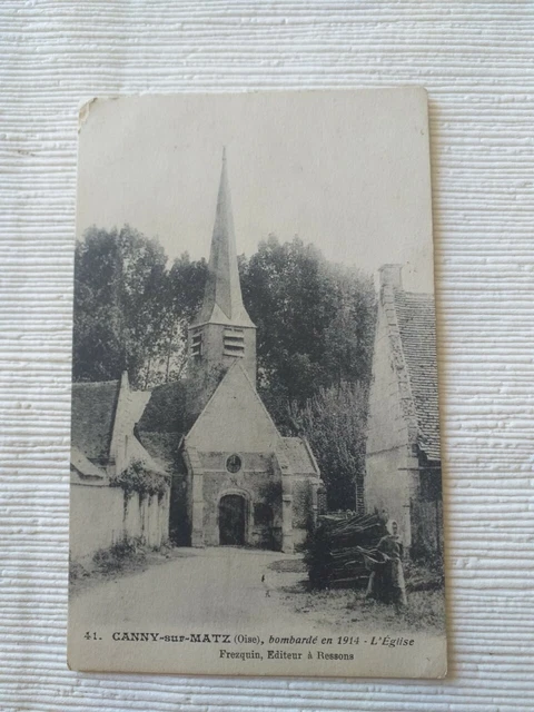 Ancienne carte postale - Commune - Canny sur Matz - église