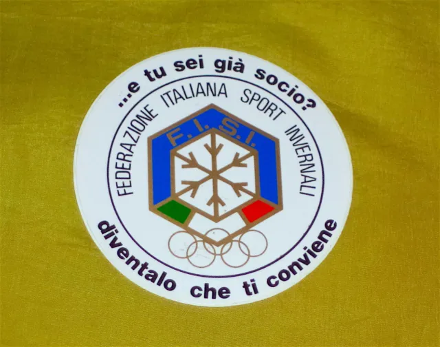 Federazione Italiana Sport Invernali Adesivo Vintage Su Fustella Originale '80