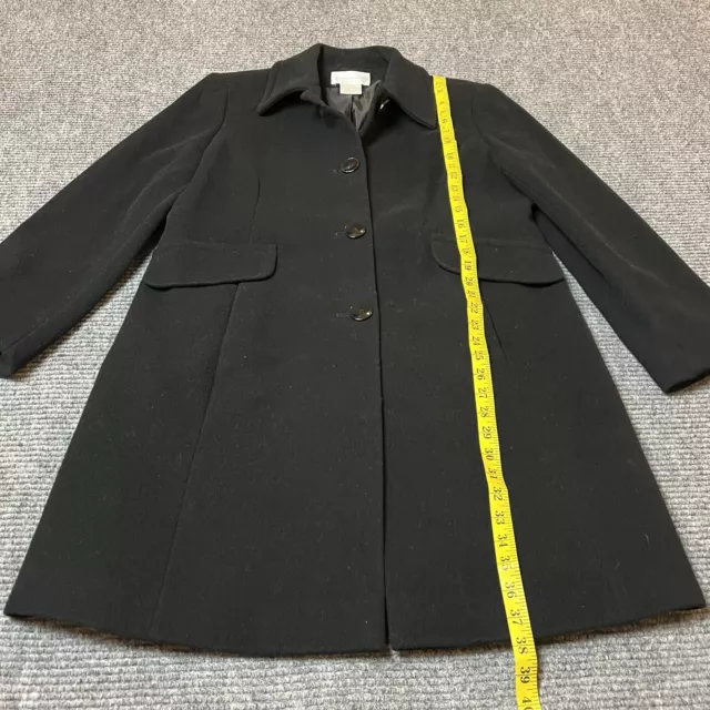 Worthington Wool Coat Womens Large Petite Black Button Up Long Lined 2