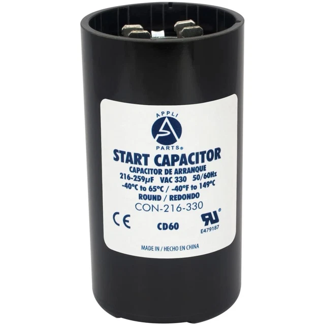 motor start capacitor 216-259 Mfd (microfarads) uF 330 VAC