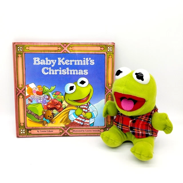 Baby Kermit the Frog Christmas Plush & Book Henson 1987 Muppet Babies McDonald's