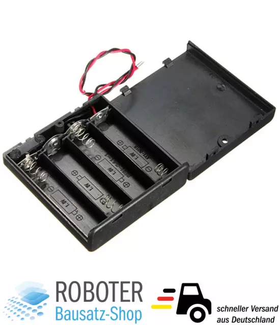 Batteriehalter Gehäuse für 4x AA Batterien 6V mit An/Aus-Schalter Arduino