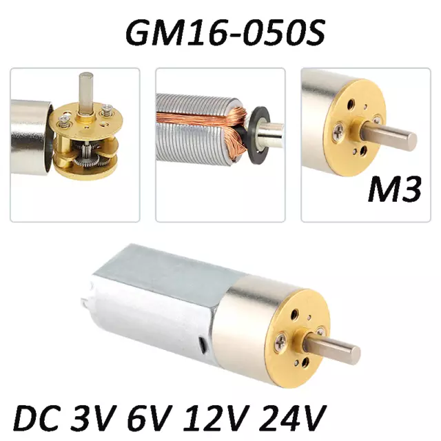Permanent Magnet Gearmotor GM16-050S Reversible DC 3V - 24V Metal Micro Silent