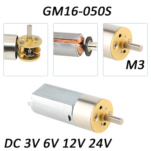 Permanent Magnet Gearmotor GM16-050S Reversible DC 3V - 24V Metal Micro Silent
