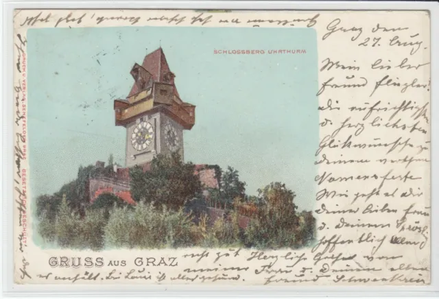 AK Graz, Schlossberg, Uhrturm, 1899