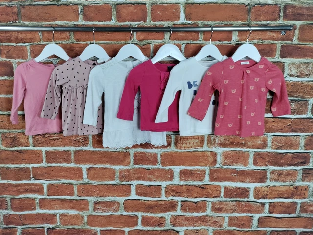 Baby Girls Bundle Age 6-9 Months H&M Next Gap T-Shirt Top Long Sleeve Pink 74Cm