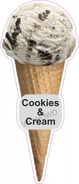 Ice cream van sticker Cookies & Cream Scoop Cone waffle trailer shop cafe decals